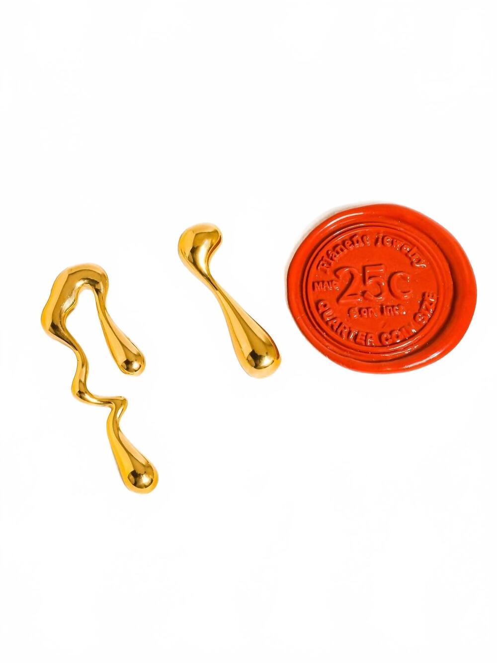NEW FLANERIE BY MAIQ women's roma non-tarnish mismatch melted earring in yellow - Picture 3 of 4